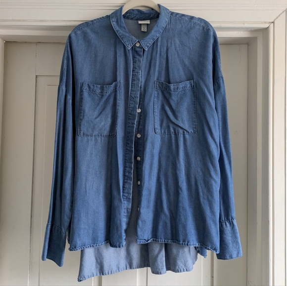 a new day Tops - A New Day Button Down/ Jacket Chambray Shirt-XL